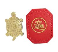 Estatua de tortuga de dinero Feng Shui, tortuga orante guardiana dorada, tortuga roja de cuero de la suerte, placa de agua para riqueza viva, salud y buena suerte, un adorno de tortuga para atraer