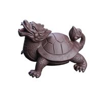 Estatua de tortuga dragón de la suerte de té de arcilla morada que se puede elevar, escultura, manualidades, juego de té para el hogar, decoración (negro)