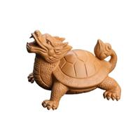 Estatua de tortuga dragón de la suerte de té de arcilla morada que se puede elevar, escultura, manualidades, juego de té para el hogar, decoración (amarillo)