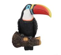 Estatua de tucán, figura de resina, adorno de pájaro tropical, decoración colgante resistente a la intemperie, acento vibrante de jardín para patio y césped (pico rojo)