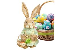 Estatua De Un Conejo - Estatua De Animales De Paja | Escultura de Conejo de Pascua - Para Estanterías Entrada Escritorio Dormitorio Interior Sala de estar