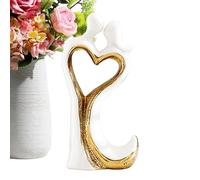 Estatua de una Pareja como decoración - Decoración romántica de cerámica con diseño de corazón - Figuras para la de Boda - para Compromiso, Boda, día de San Valentín, Aniversario, Sala de Estar