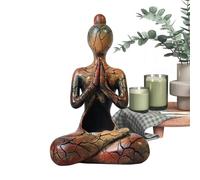 Estatua de Yoga - Portavelas Zen de meditación de 12 x 20 cm, Escultura de Resina, de Mesa, Figura Espiritual, Soporte para Velas de té Mindfulness para decoración del hogar, inauguración de la