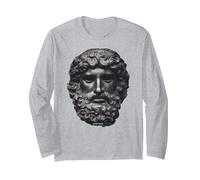 Estatua de Zeus Cabeza Romana de Júpiter Dios Griego Manga Larga, Unisex para Adultos, Gris Jaspeado, XXL