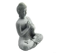 Estatua decorativa de Buda de piedra de resina para jardines mejora tu decoración al aire libre (C)