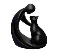 Estatua decorativa de gato, figuras conmemorativas coleccionables de mascotas, escultura humana y gato para estante | para sala de estar, dormitorio, estante de guardería, mesita de noche, estantes de