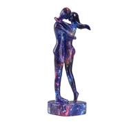 Estatua decorativa de pareja - Figuras de resina para amantes | Escultura abstracta de pareja artesanal para dormitorio, estantería y boda, romántico, negro y azul, 11 x 26,7 cm, 1 pieza