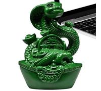 Estatua del año de la serpiente, decoración tradicional de madera de serpiente, decoraciones de Año Nuevo chino de buen significado para sala de estudio, dormitorio, sala de estar, área de trabajo y