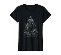 Estatua del Antiguo Rey Guerrero numida de Jugurtha Camiseta gráfica económica, Mujer, Negro, XL