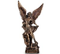 Estatua del Arcángel Miguel de 31,8 cm con aspecto de bronce - Figura de San Miguel Arcángel de resina sintética - Figura clásica de ángel para colección - Figura católica de ángel para colección y