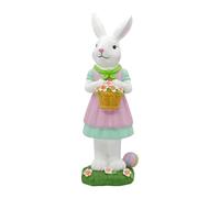Estatua del conejo de Pascua | Conejo de resina primaveral - Decoración de chimenea para en casa y porche de jardín al aire libre | Estantería de escritorio para interior con césped