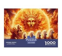 Estatua del Dios Sol Puzzle de 1000 Piezas Papel Puzzle para Adultos Caballos de Fuego Míticos Relajante Decoración Regalo 52x38cm/1000pcs 52x38cm/1000pcs
