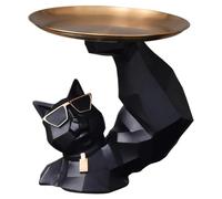 Estatua del gato | para dulces para gatos musculosos con bandeja, singularidad artística Esculturas geométricas de de resina Decoración de mesa centro de mesa para sala de estar Restaurante