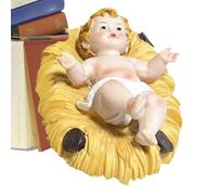 Estatua del Niño Jesús, figuras de la Natividad de Navidad | Pequeña Natividad de resina en la escultura del comedero, Adorno de colección del santo niño, decoración de Navidad para oficina, mesa