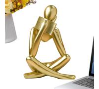 Estatua del pensador - Figura de escultura del pensador de lectura de 5 pulgadas - Estatua dèl pensadòr abstracto | Elegante escultura de libro contemplativo para escritorio de oficina, estantes, mesa