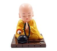Estatua del Pequeño Buda Monje, Figura con Energía Solar, Juguete con Cabeza Que Se Mueve, Decoración para El Salpicadero, Material PP, Superficie lis, Amarillo, l