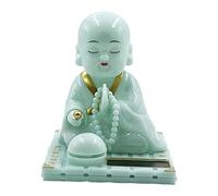 Estatua del Pequeño Buda Monje, Figura con Energía Solar, Juguete con Cabeza Que Se Mueve, Decoración para El Salpicadero, Material PP, Superficie lis, Verde, s