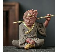 Estatua del Rey Mono, Figura Creativa de Sun Wukong, Escultura de Monje Buda de Viaje al Oeste, Mascota de té de Sun Wukong de Arena púrpura para decoración del hogar, la Oficina y el Coche.