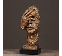 Estatua del Silencio, Escultura Moderna de Resina El Silencio Es Dorado Estatuas de Personas Esculturas Oficina Hogar Pensador Decoración Arte Estatuas Artesanías Creativas Adornos, Personas D