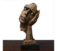 Estatua del Silencio, Escultura Moderna de Resina El Silencio Es Dorado Estatuas de Personas Esculturas Oficina Hogar Pensador Decoración Arte Estatuas Artesanías Creativas Adornos, Personas D
