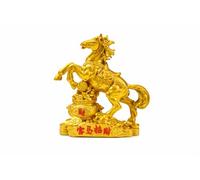 Estatua dorada de caballo de dinero Feng Shui, figura de caballo del zodiaco chino para riqueza y éxito, adorno de caballo rojo para año de caballo de fuego, decoración de Feng Shui de escritorio para