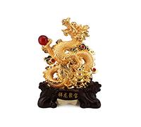 Estatua Dorada del dragón Chino para la Suerte, éxito, decoración del hogar, decoración de Mesa, Adornos, Escultura, Regalo, decoración Coleccionable, B: Dorado (Color: B: Dorado)