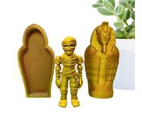 Estatua egipcia genérica, arte egipcio, momia, escultura de impresión 3D con articulaciones móviles, artefacto con sarcófago decorativo para expositores, oficinas, decoración de hogar y