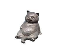 Estatua en miniatura de latón con gato naranja sentado, animal de metal, mascota, gato gordo para oficina, alivio del estrés, adorno de escritorio, bonsái, micro paisaje, accesorios de decoración