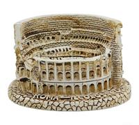 Estatua en miniatura del Coliseo Romano de resina, arquitectura europea, figura histórica, tamaño compacto, 7,5 x 6,3 x 4,5 cm, decoración de estante de escritorio beige para entusiastas del arte de