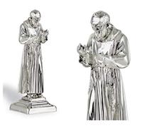 Estatua escultura San Padre Pio, altura 20 cm, fabricada en Italia, 100% con revestimiento galvánico de plata 925% pura SC-07