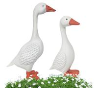 Estatua Ganso Decorativa | 2 piezas esculturas animales | Ganso Decorativo para Jardín | Para Terraza de Madera Casa Familiar Sala Clase Escolar Escuela Primaria Balcón de Piso Patio Jardín Césped