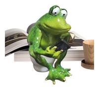 Estatua genérica, diseño de rana, diseño de jardín y estatua de animales - Figura de resina de rana en el inodoro, escultura al aire libre para estudio, balcón o patio