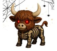 Estatua genérica Highlands Vows - Adorno de la figura del cráneo, decoración de escultura espeluznante | Gothic Highland Cow con encanto de Halloween para el dormitorio del abrigo