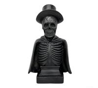 Estatua gótica de calavera de resina, réplica de esqueleto pintado a mano, modelo de hueso para decoración de Halloween, exhibición de fiesta, 8,5 cm (negro)