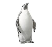 Estatua grande de pingüino de cerámica plateada, bonita figura de pingüino de dibujos animados, adornos clásicos de animales, escultura familiar de pingüinos, artesanía decorativa para el hogar