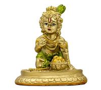 Estatua hindú de Krishna - 3.7 Pulgadas de Alto, Figura India de ídolo Krishna para el hogar, Oficina, Templo Mandir Pooja, Regalo Diwali para Amigos, Regalos Puja para Hombre y Mujer