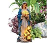 Estatua María - Resina 20cm | Lámpara De Jardín Con Iluminación LED | Luz De Jardín | Estatuilla Religiosa Decorativa Con Iluminación Integrada Para El Espacio De Oración Del Patio Del Hogar Y Decorac