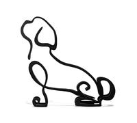 Estatua minimalista de metal negro lindo perro Shih Tzu pequeña estatua de arte regalo adorno de escritorio decoración del hogar oficina