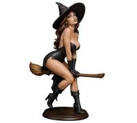 Estatua misteriosa de Halloween, figura de estantería de bruja sexy, 15 cm, resina pintada a mano, oscura sobre la bruja cabalgando, hada gótica broo