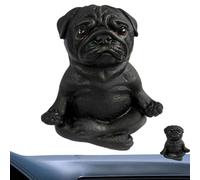 Estatua Modelo de Perro Pug, Escultura de Resina Cachorro - Escultura de perro de meditación de resina - Resina Zen Yoga Perro Estatuilla, Estatuas de animales de resina para decoraciones del tablero