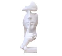 Estatua moderna y sencilla de The Thinker, Silence is Gold Keep Silence Estatuas y figuras Decoración de escritorio para oficina y hogar (blanco)