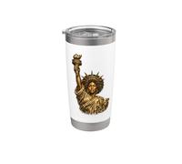 Estatua Negra de la Libertad, EE.UU., Mes de la Historia Vaso térmico de acero inoxidable de doble pared