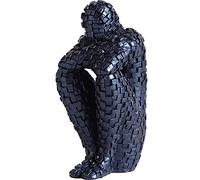 Estatua Pensador Abstracto, Adorno Moderno para Salon, Figura Artística Resinosa Decorativa, Ornamento Arte para Casa Hogar Escritorio (Azul)