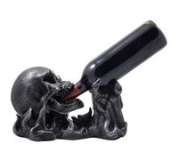Estatua portabotellas de vino con forma de calavera malvada que se eleva entre las llamas en apariencia met lica para decoraciones de fiesta de H