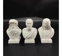 Estatua renacentista de Leonardo da Vinci con impresión 3D de figura de Michelangelo para sala de estar, decoración de escritorio del hogar, figura de la colección Raffaello Santi (3 piezas)