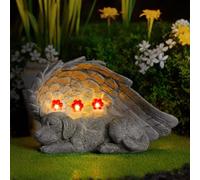 Estatua solar de ángel para perro, regalo conmemorativo para perro perdido, estatua conmemorativa de piedra conmemorativa, marcador de tumba, decoraciones de cementerio, regalos conmemorativos de