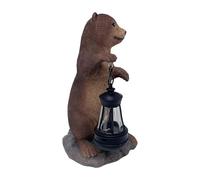 Estatua solar de animales, estatua de jardín para exteriores, 4,33 x 7,87 pulgadas, con linternas, escultura de resina resistente a la intemperie con brillo LED, bonito estilo de yarda
