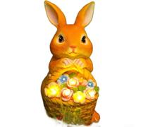 Estatua solar de conejo de resina, adorno de jardín de 21 cm, figura de conejo pintada a mano, luz solar, decoración al aire libre, estatua de conejo de resina resistente a la intemperie, 21 cm para