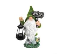 Estatua solar de gnomo de jardín con linterna, adorno de resina resistente a la intemperie, luz solar para decoración de patio y césped