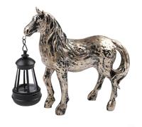 Estatua solar de jardín de caballo, figura de caballo al aire libre de resina con linterna, decoración de caballo galopante alimentado por energía solar para patio, césped, patio, cubierta, decoración